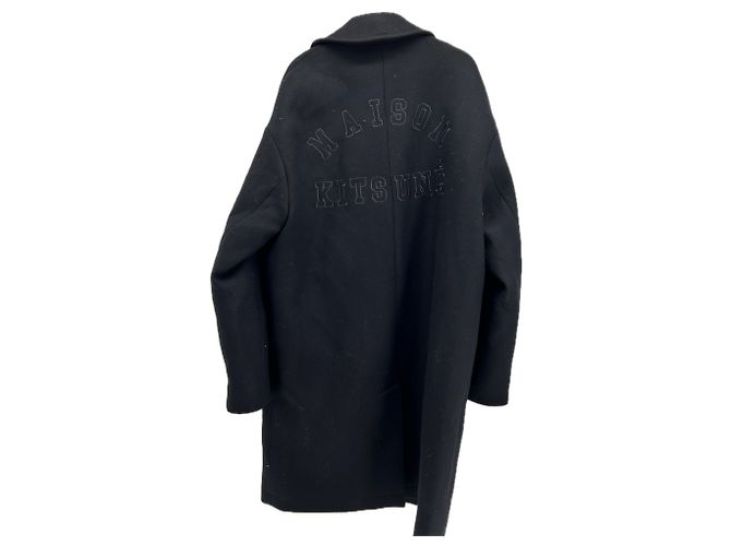 Autre Marque NON SIGNE / UNSIGNED Coats T.FR 48 Wool Black - view 2