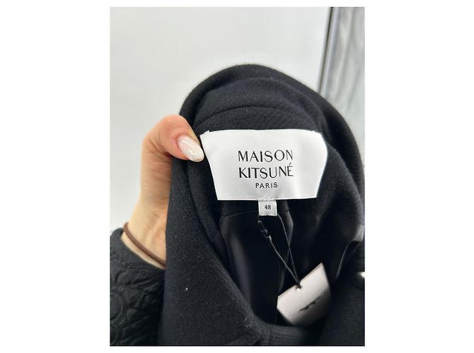 Autre Marque NON SIGNE / UNSIGNED Coats T.FR 48 Wool Black - view 4