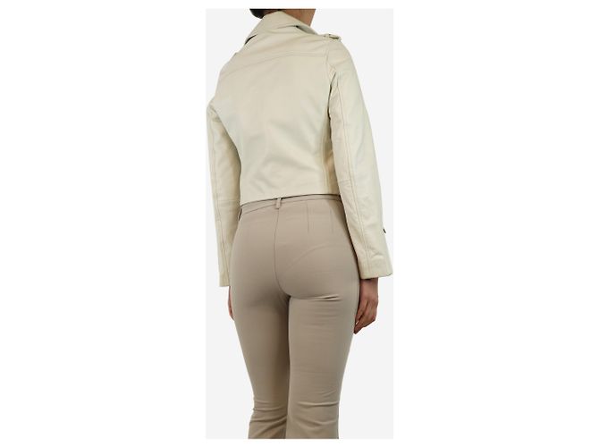 Claudie Pierlot Ecru Kunstlederjacke - Größe UK 8 Roh - Ansicht 2