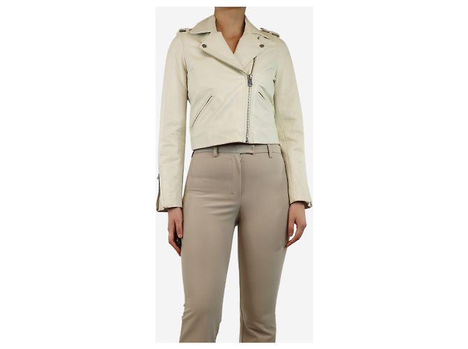 Claudie Pierlot Ecru Kunstlederjacke - Größe UK 8 Roh - Ansicht 3