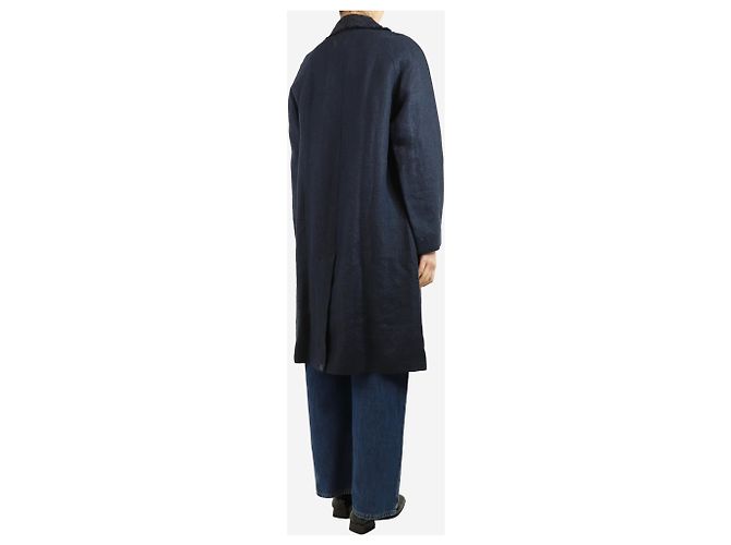 Autre Marque Navyblauer ausgefranster Leinenmantel - Größe UK 8 Marineblau - Ansicht 2