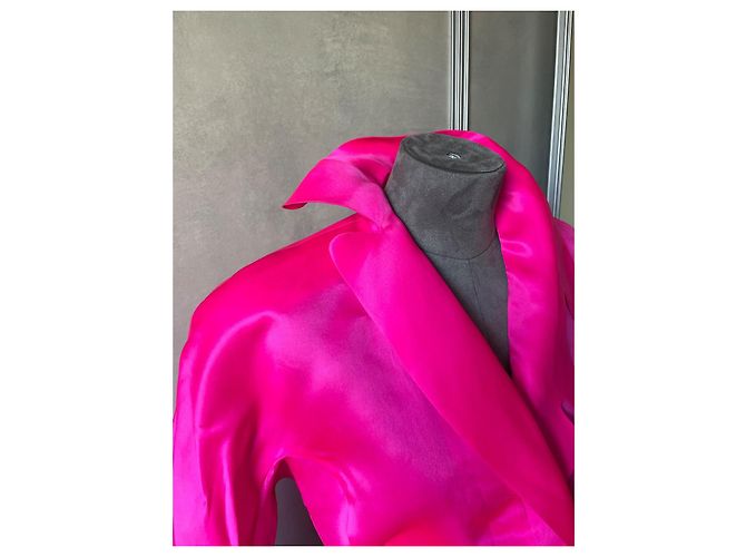 Chaqueta Thierry Mugler de seda rosa con cinturón Talla 36 - vista 3
