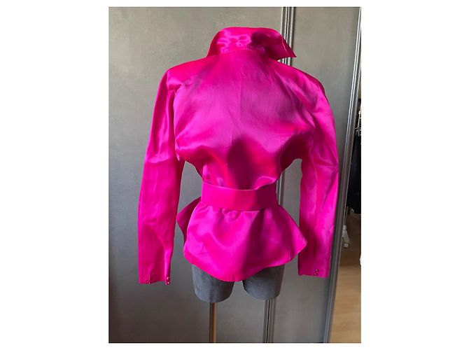 Chaqueta Thierry Mugler de seda rosa con cinturón Talla 36 - vista 5