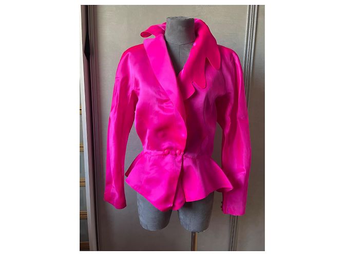 Chaqueta Thierry Mugler de seda rosa con cinturón Talla 36 - vista 6
