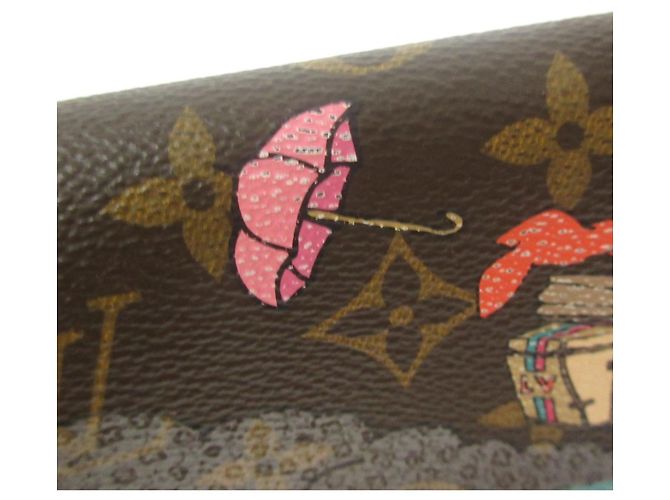 Billetera larga bi-fold edición limitada de Navidad Louis Vuitton Castaño Multicolor - vista 15