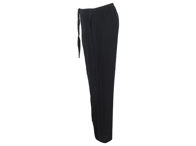 Ann Demeulemeester weite Hose mit Kordelzug aus schwarzer Wolle - Ansicht 2