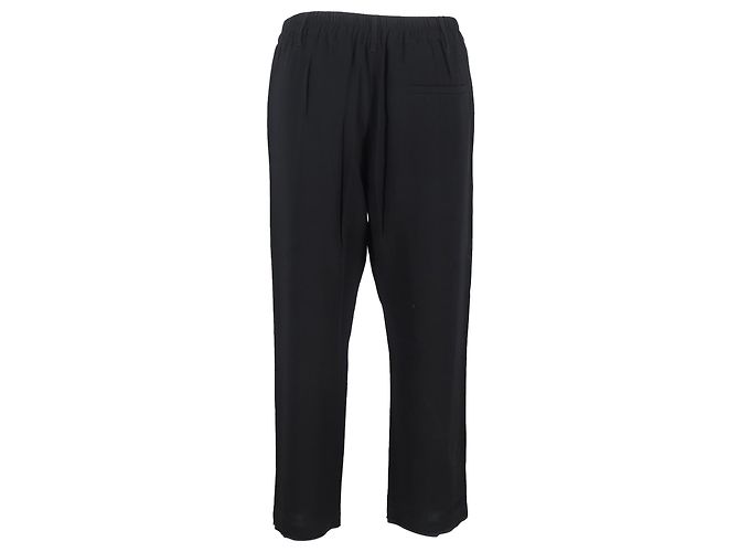 Ann Demeulemeester weite Hose mit Kordelzug aus schwarzer Wolle - Ansicht 3