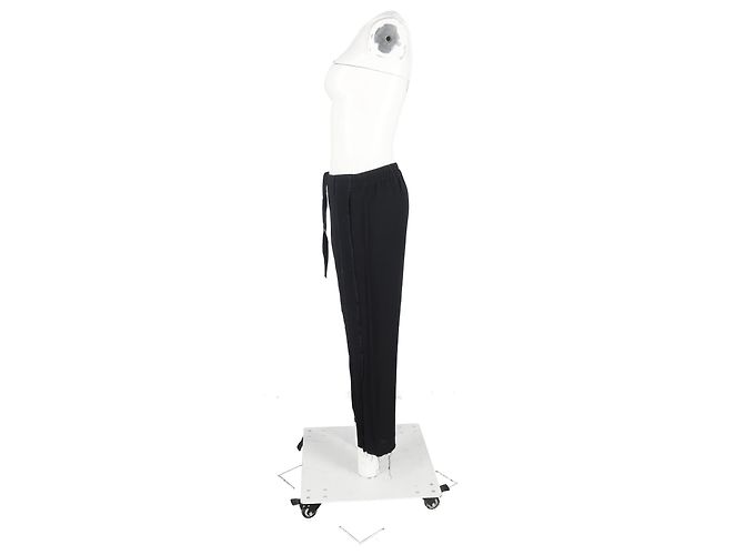 Ann Demeulemeester weite Hose mit Kordelzug aus schwarzer Wolle - Ansicht 5