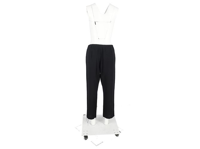 Ann Demeulemeester weite Hose mit Kordelzug aus schwarzer Wolle - Ansicht 6