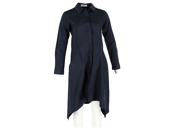 Abito camicia Jil Sander in cotone blu navy - vista 4