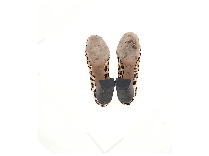 Zapatos Chloé Leopard con borde de concha en pelo de pony marrón - vista 11