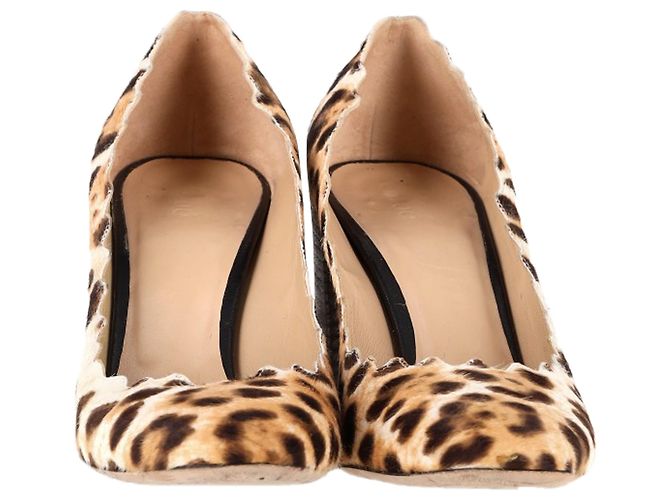 Zapatos Chloé Leopard con borde de concha en pelo de pony marrón - vista 2