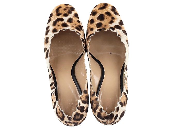 Zapatos Chloé Leopard con borde de concha en pelo de pony marrón - vista 3