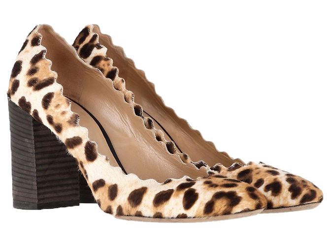 Zapatos Chloé Leopard con borde de concha en pelo de pony marrón - vista 4