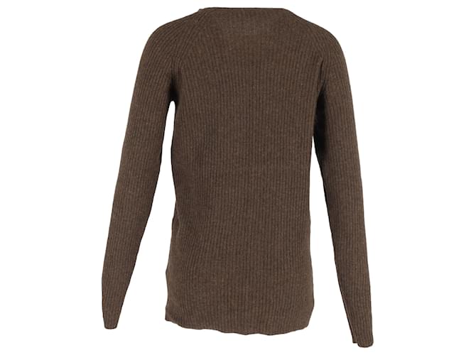 Haider Ackermann Rundhals-Pullover aus brauner Wolle Rot - Ansicht 3