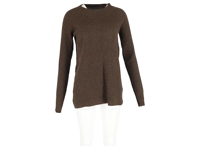 Haider Ackermann Rundhals-Pullover aus brauner Wolle Rot - Ansicht 4