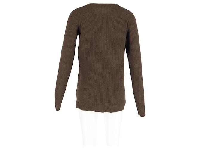 Haider Ackermann Rundhals-Pullover aus brauner Wolle Rot - Ansicht 6