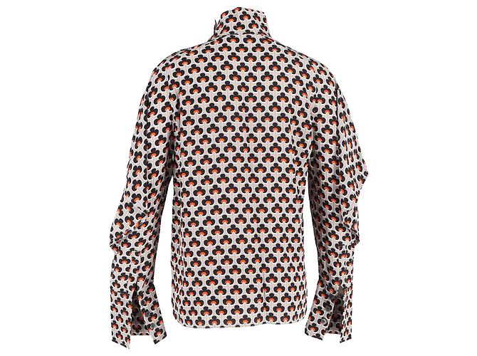 Marni Cutout Printed Turtleneck Top in Multicolor Silk Multiple colors - view 3
