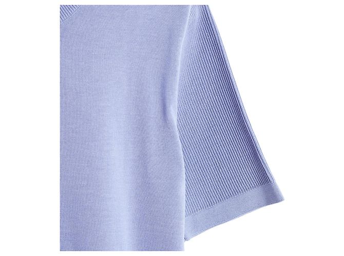 Chanel 1992 Camiseta Lavanda FR40 Malva Algodón Tejido Botones CC Top UK12 US10 Púrpura - vista 2
