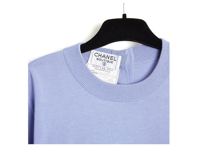 Chanel 1992 Camiseta Lavanda FR40 Malva Algodón Tejido Botones CC Top UK12 US10 Púrpura - vista 3