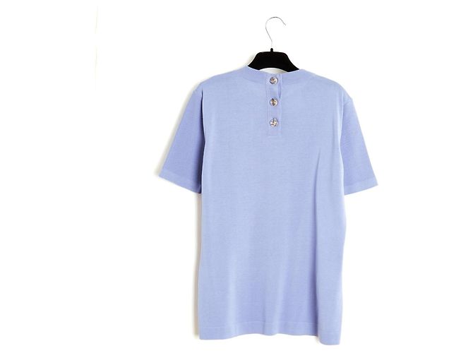 Chanel 1992 Camiseta Lavanda FR40 Malva Algodón Tejido Botones CC Top UK12 US10 Púrpura - vista 4