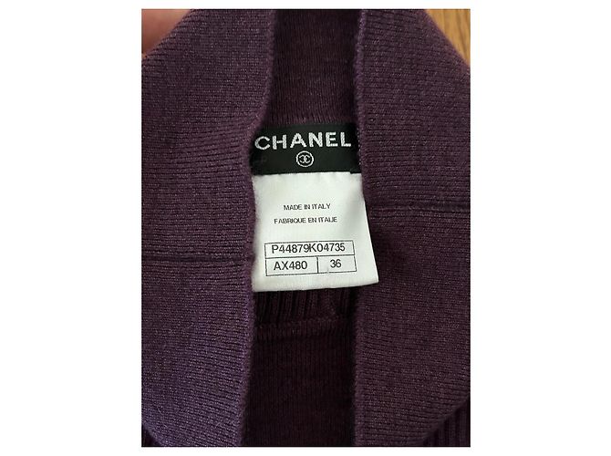 Chanel Set aus Kaschmir und Seide Lila - Ansicht 13