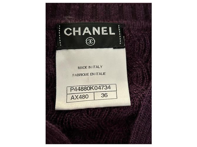 Chanel Set aus Kaschmir und Seide Lila - Ansicht 6