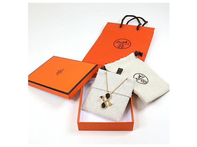 Hermès Collar HERMES Col H Negro Dorado - vista 2