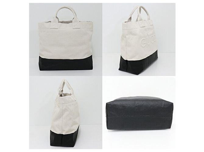 GUCCI Canvas Tote Bag mit geprägten Details Schwarz Roh - Ansicht 2