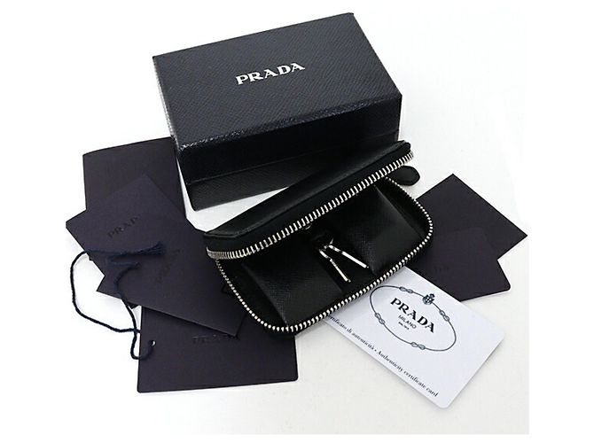 Portachiavi Prada in pelle Saffiano nera Nero - vista 2