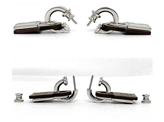 Hermès Hermes O'Kelly Ohrringe Braun Silber - Ansicht 6