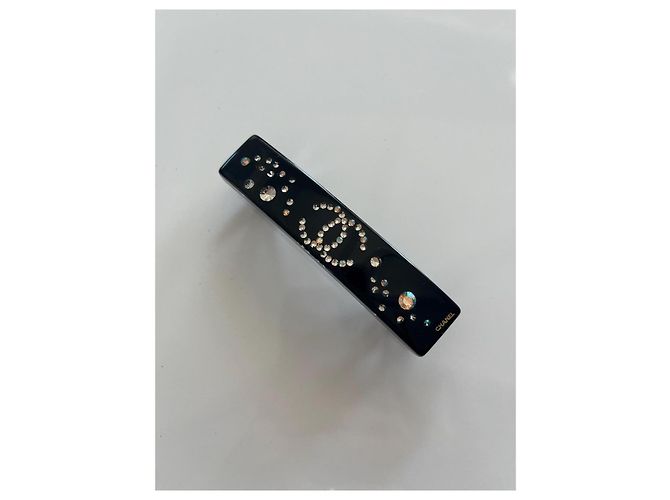Chanel Coco Mark 2003 Haarspange Schwarz aus Harz mit Strass - Ansicht 3