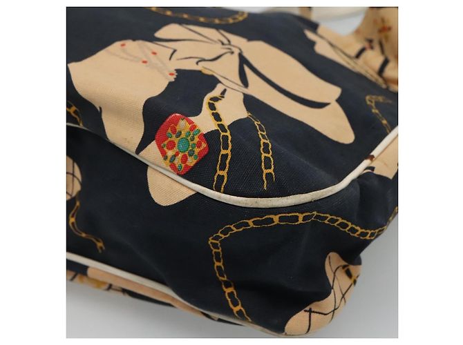 CHANEL Mademoiselle Borsa Tote Canvas Blu Navy CC Auth 110544 - vista 11