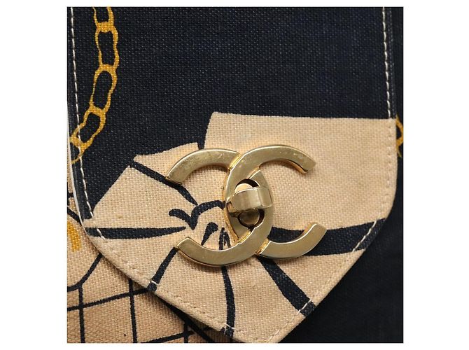 CHANEL Mademoiselle Borsa Tote Canvas Blu Navy CC Auth 110544 - vista 15