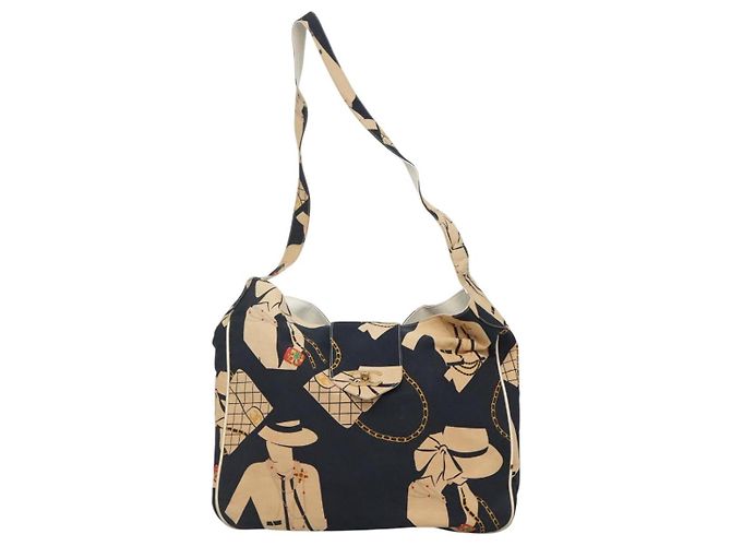 CHANEL Mademoiselle Borsa Tote Canvas Blu Navy CC Auth 110544 - vista 2