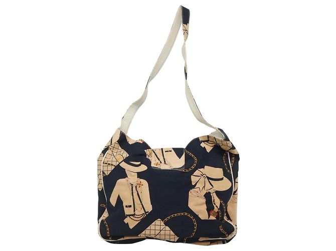 CHANEL Mademoiselle Borsa Tote Canvas Blu Navy CC Auth 110544 - vista 3