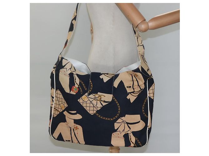CHANEL Mademoiselle Borsa Tote Canvas Blu Navy CC Auth 110544 - vista 33
