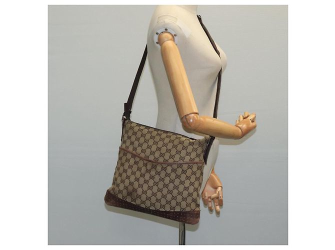 Borsa a Spalla GG Canvas GUCCI Beige Argento 145857 Auth bs21051 - vista 23