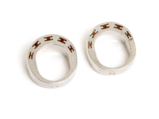 Hermès 2 Anelli Argento Chiarezza T48 Argento Sterling Chiarezza Anello x 2 US4.5 Hermes - vista 4