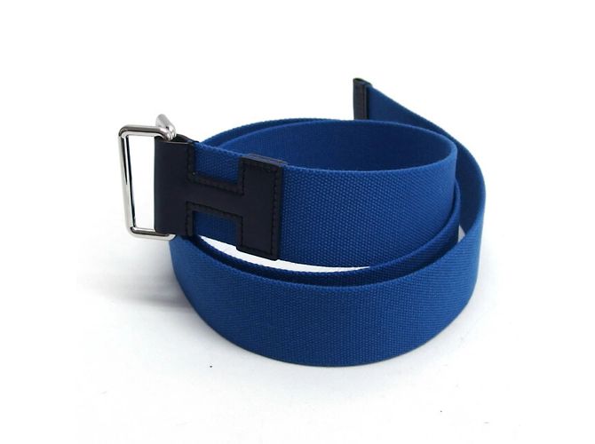 Hermès Hermes Gürtel Nomade Textil Blau x Schwarz Größe M - vista 2