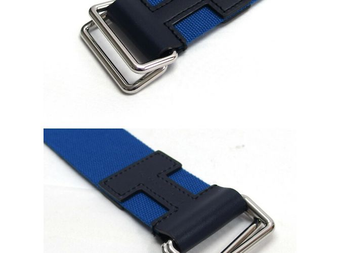 Hermès Hermes Gürtel Nomade Textil Blau x Schwarz Größe M - vista 4
