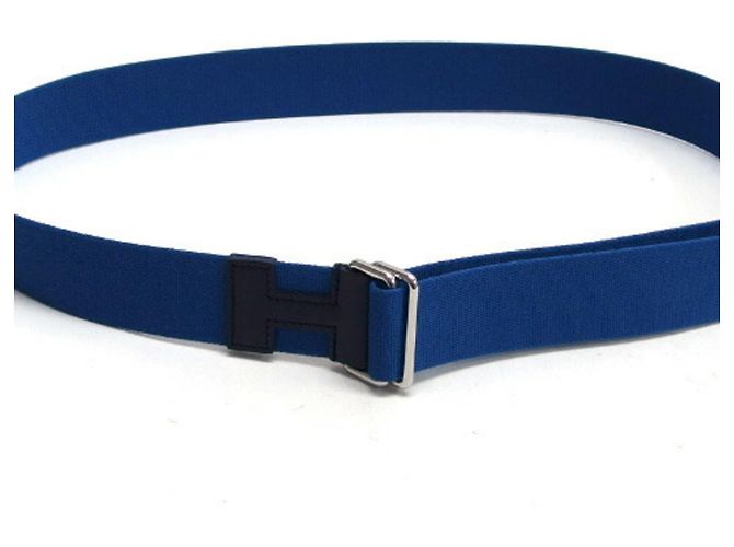 Hermès Hermes Gürtel Nomade Textil Blau x Schwarz Größe M - vista 5