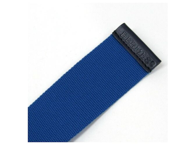 Hermès Hermes Gürtel Nomade Textil Blau x Schwarz Größe M - vista 7