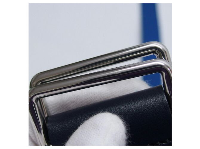 Hermès Hermes Gürtel Nomade Textil Blau x Schwarz Größe M - vista 9