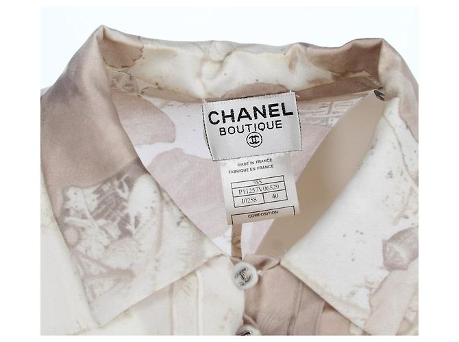 Chanel Beige Seidenblumenkleid - 2000er - Ansicht 5
