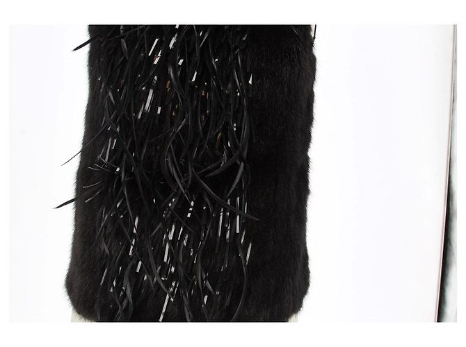 Top senza maniche in visone nero e pizzo Gucci - anni 2000 - vista 4