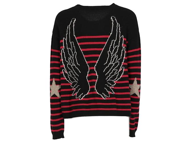 Red Valentino Valentino Bicolor gestreifter Wollpullover - 2000er Schwarz Rot Sand - Ansicht 2