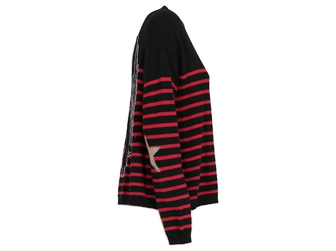 Red Valentino Valentino Bicolor gestreifter Wollpullover - 2000er Schwarz Rot Sand - Ansicht 3