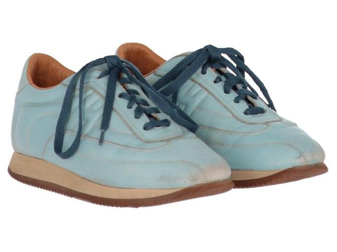 Sneakers in pelle blu chiaro Hermès - anni 2000 Marrone chiaro - vista 2
