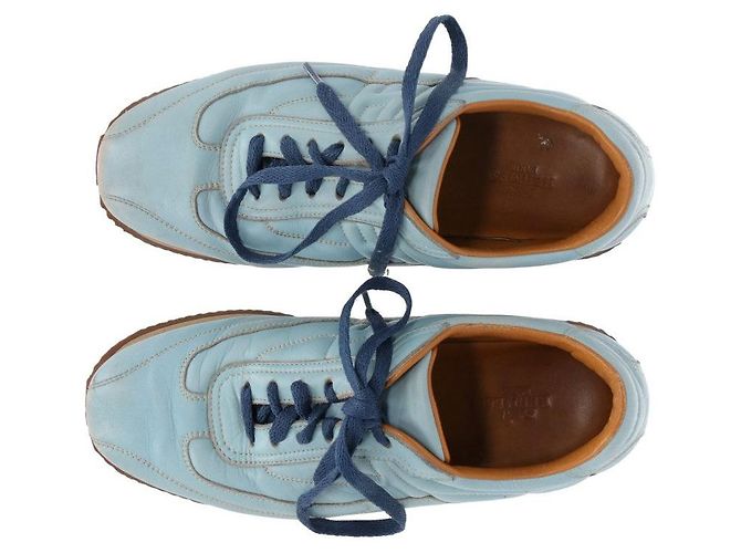 Sneakers in pelle blu chiaro Hermès - anni 2000 Marrone chiaro - vista 6